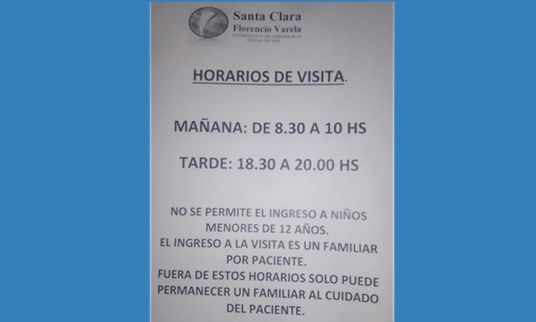 La Clínica Santa Clara de Varela autorizó las visitas a los pacientes internados